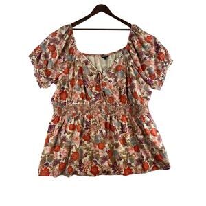 Torrid Peasant Blouse Floral Lined Super Soft Fabric SZ 5X